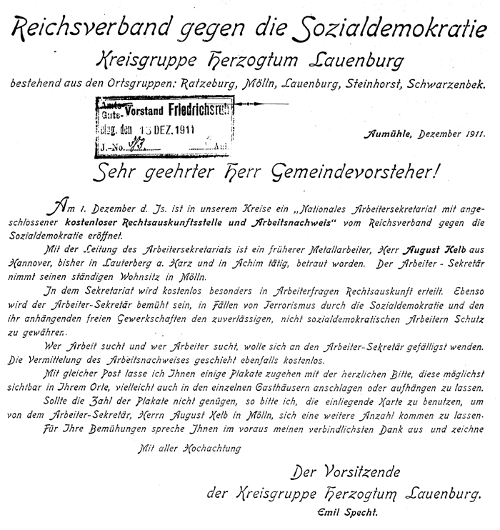 Brief von 1911